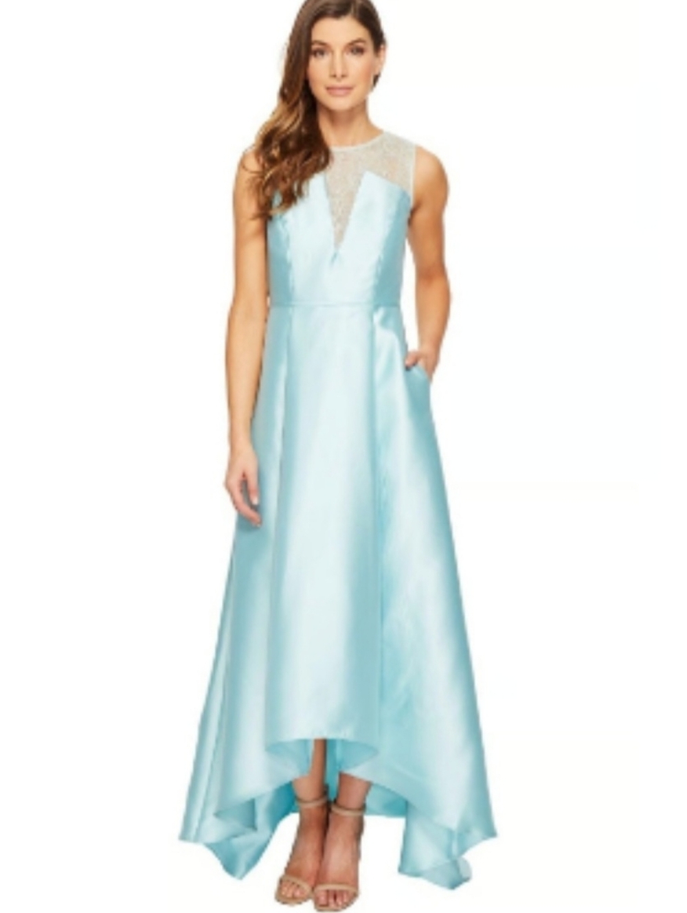 Adrianna Papell Elegant Tiffany Blue Sleeveless A-Line Evening Dress Size 2